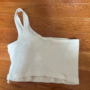 One Shoulder Ribbed Crop Top